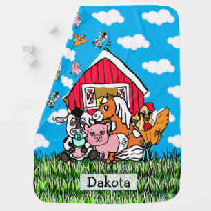 Personalized Farm Animals Baby Blanket