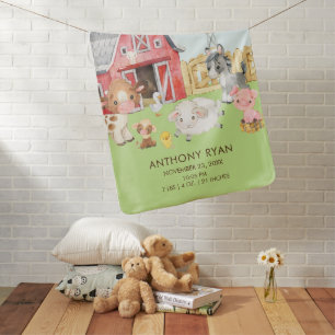 Personalized Farm Animals Baby Receiving Blanket