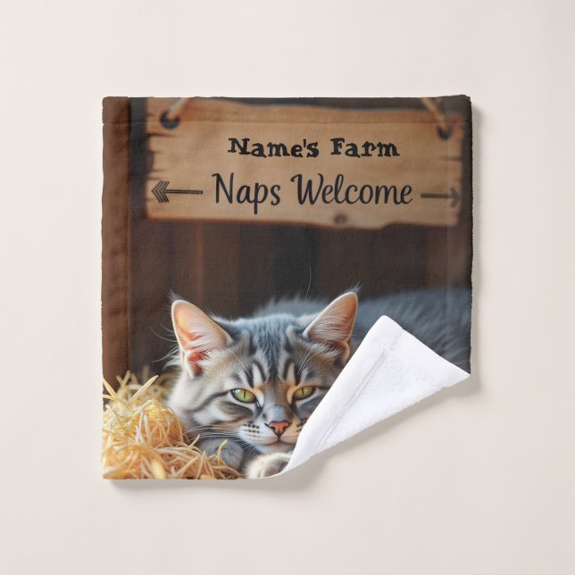 Personalized Farm Cat Towel (Wash Cloth)