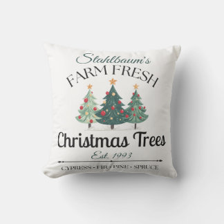 Personalized Farm Fresh Christmas Trees Outdoor Pillow