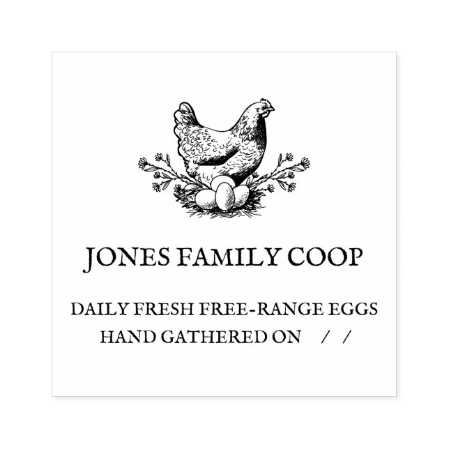 Personalized Farm Fresh Eggs Custom Chicken Coop Rubber Stamp (Imprint)