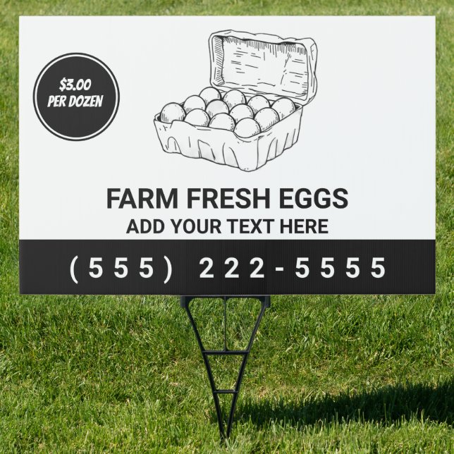 Personalized Farm Fresh Eggs For Sale back & front Sign (Insitu)