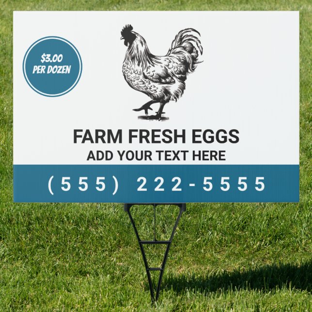 Personalized Farm Fresh Eggs For Sale back & front Sign (Insitu)