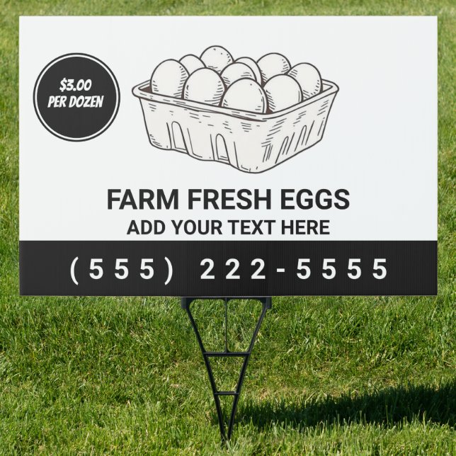 Personalized Farm Fresh Eggs For Sale back & front Sign (Insitu)