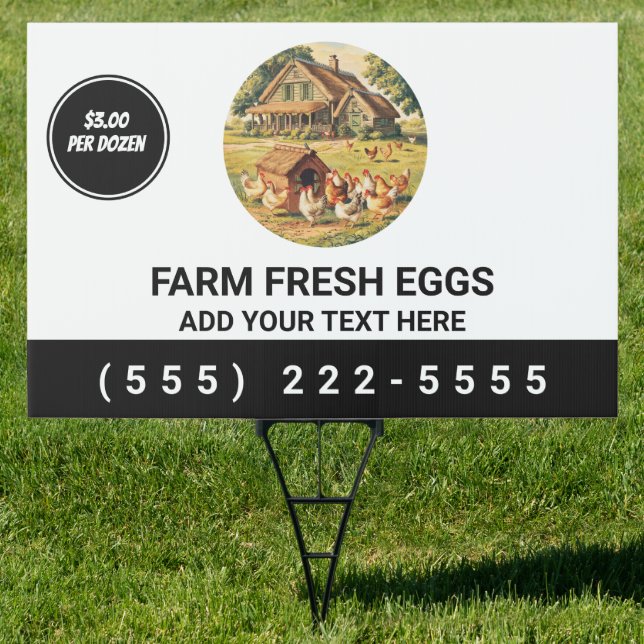 Personalized Farm Fresh Eggs For Sale back & front Sign (Insitu)