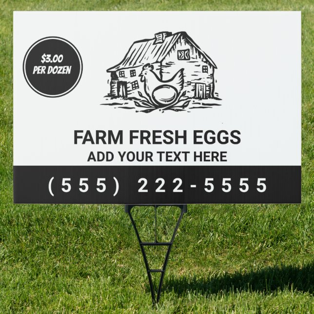Personalized Farm Fresh Eggs For Sale back & front Sign (Insitu)