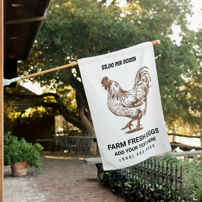 Personalized Farm Fresh Eggs For Sale Chicken  Hou House Flag (In SItu)