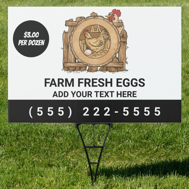 Personalized Farm Fresh Eggs For Sale Chicken Sign (Insitu)