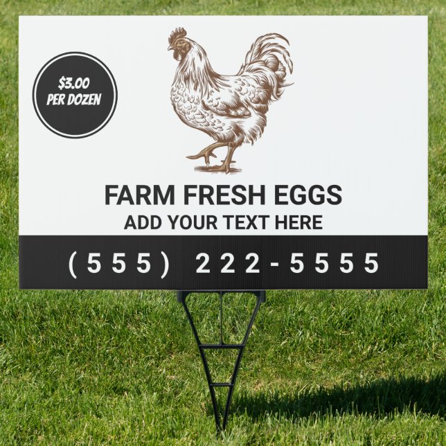 Personalized Farm Fresh Eggs For Sale Chicken Sign (Insitu)
