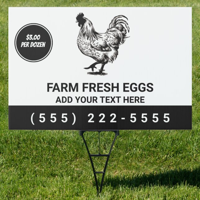 Personalized Farm Fresh Eggs For Sale Chicken Sign (Insitu)