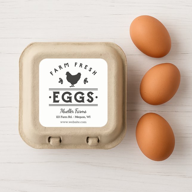Personalized Farm Fresh Eggs Square Sticker (Personalized Square Farm Fresh Eggs Sticker)