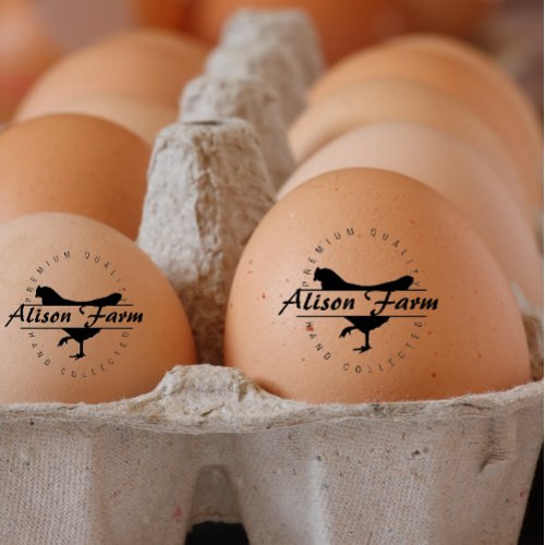 Personalized Farm Fresh Hen Name Egg Love Rubber Stamp
