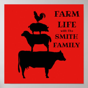 Personalized FARM LIFE Farm Animals Poster