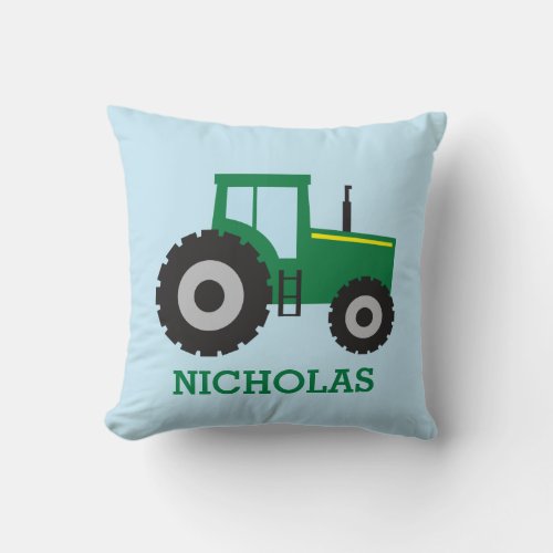 Personalized Farm Tractor Kids Throw Pillow