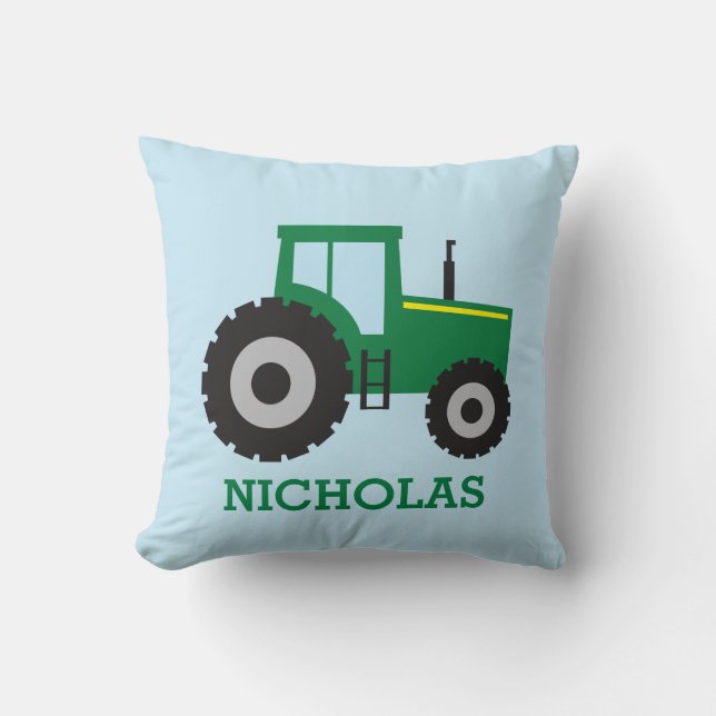 Personalized Farm Tractor Kids Throw Pillow (Front)