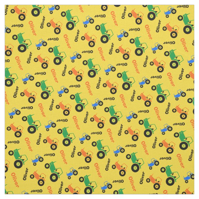 Personalized farm tractor name colorful fabric (Swatch)