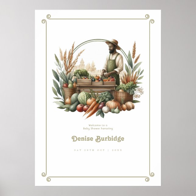 Personalized Farmers Market Baby Shower Welcome Poster (Front)