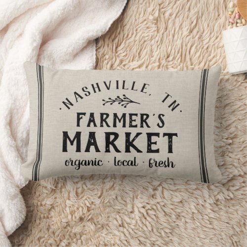 Personalized Farmers Market Grain Sack Lumbar Pillow