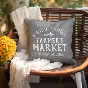 Personalized Farmer's Market Grain Sack Throw Pillow