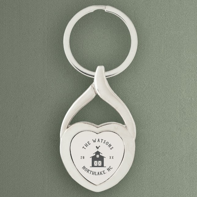 Personalized Farmhouse Barn Family Name Keychain (Creator Uploaded)