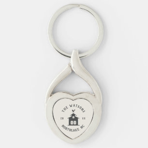 Personalized Farmhouse Barn Family Name Keychain