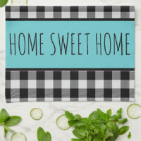 Personalized Farmhouse Black Buffalo Plaid Kitchen Towel