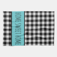 Personalized Farmhouse Black Buffalo Plaid Kitchen Towel