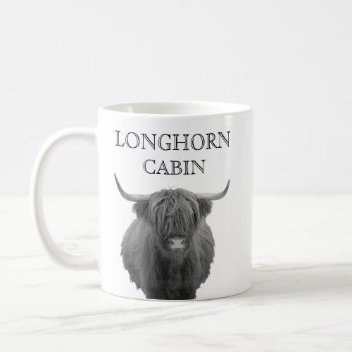 Personalized Farmhouse Cabin Lodge Highland Cow  Coffee Mug