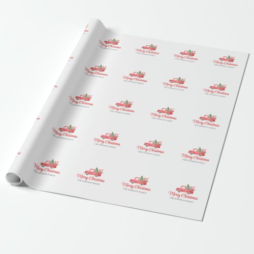 Personalized Farmhouse Christmas Truck Family Name Wrapping Paper