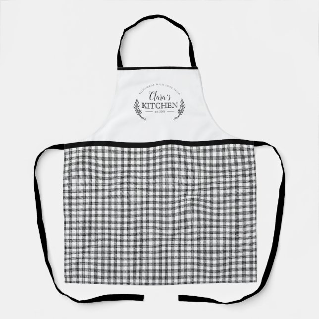 Personalized Farmhouse Country Charm Plaid Apron (Front)