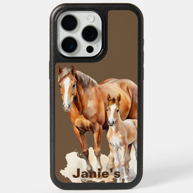 Personalized Farmhouse Horse & Baby. Horse Lovers iPhone 15 Pro Max Case (Back)
