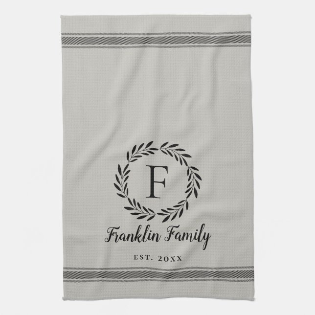 Personalized Farmhouse Kitchen Dish Towel (Vertical)