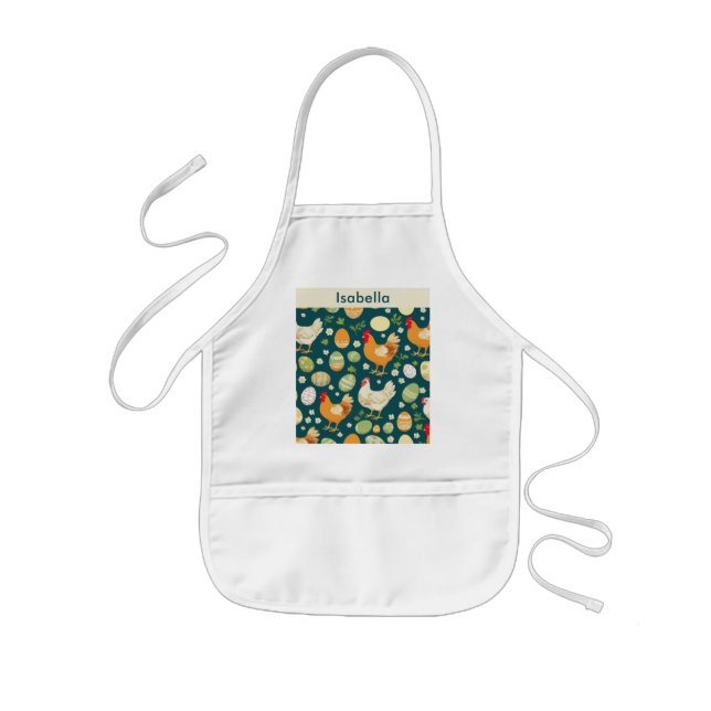 Personalized Farmhouse Kitchen Rustic Hen Chicken Kids' Apron (Front)