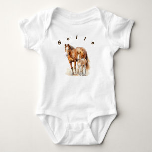 Personalized Farmhouse Mama and Baby Horses. Horse Bodysuit