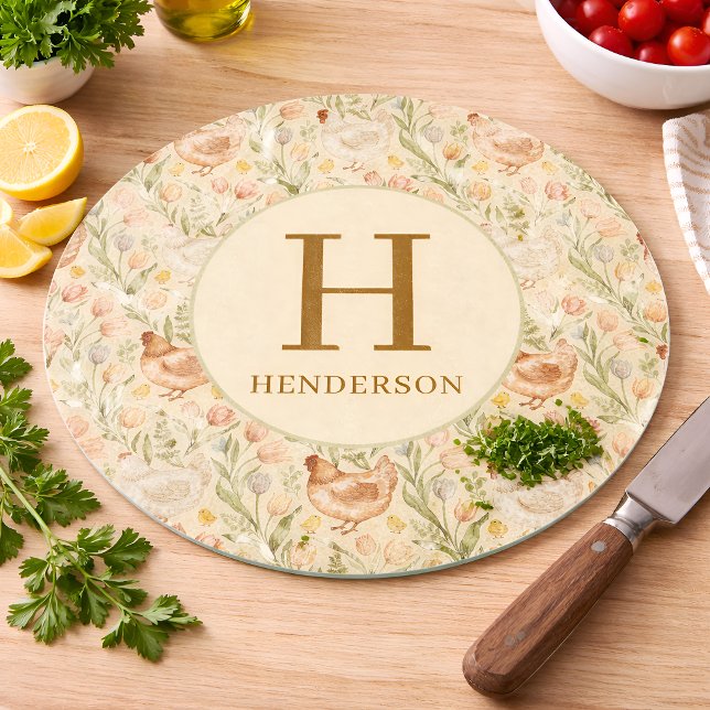 Personalized Farmhouse Monogram Glass Board (Creator Uploaded)