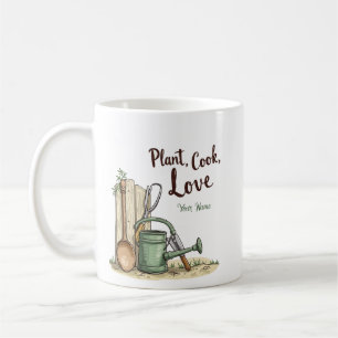 Personalized Farmhouse Mug – Plant, Cook, Love Quo