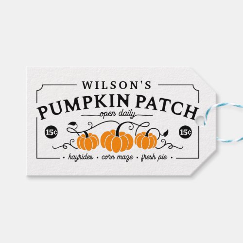 Personalized Farmhouse Pumpkin Patch  Gift Tags