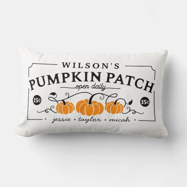 Personalized Farmhouse Pumpkin Patch  Lumbar Pillow (Front)
