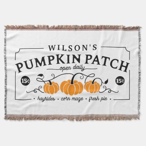 Personalized Farmhouse Pumpkin Patch  Throw Blanket