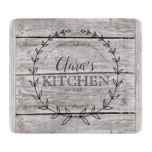 Personalized Farmhouse Rustic Weathered Wood Cutting Board