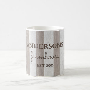 Personalized farmhouse rustic wood coffee mug