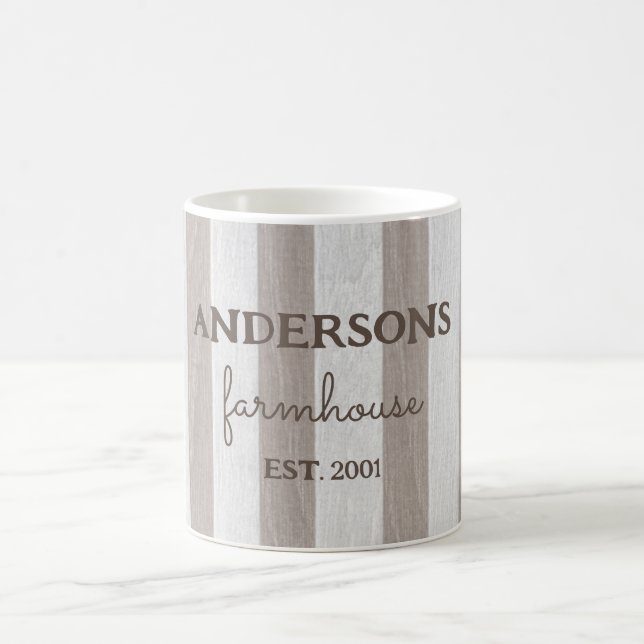 Personalized farmhouse rustic wood coffee mug (Center)