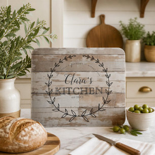 Personalized Farmhouse Rustic Worn Wood Cutting Board
