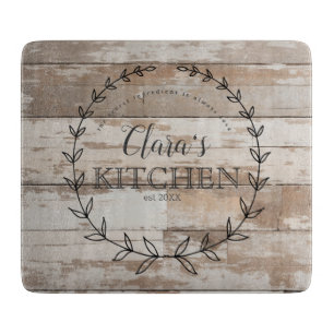Personalized Farmhouse Rustic Worn Wood Cutting Board