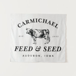 Personalized Farmhouse Style Feed & Seed Banner Tapestry