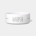 Personalized Farmhouse Style Pet Bowl<br><div class="desc">Personalize this simple farmhouse style pet bowl with your dog or cat's name. This rustic modern look will accent your stylish modern rustic kitchen. A white bowl with skinny black lettering and a thin black stripe circling the bowl to accent the customized name.</div>