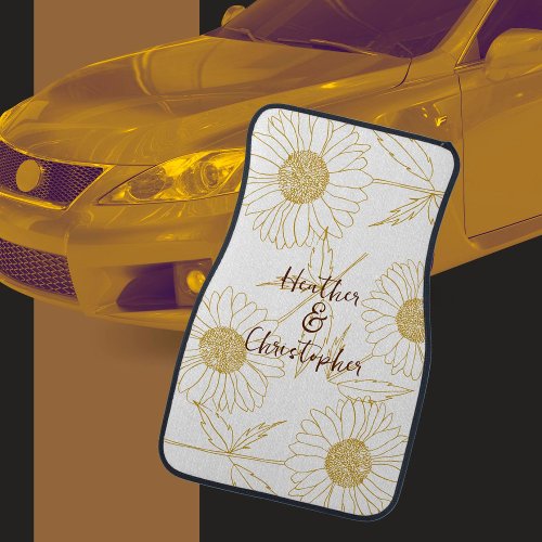 Personalized Farmhouse Sunflower Pattern Car Floor Car Floor Mat