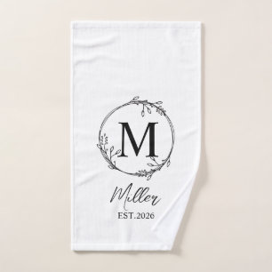 Personalized Farmhouse Tea Towel, Monogram Initial Hand Towel