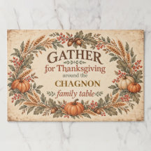 Personalized Farmhouse Thanksgiving Placemat