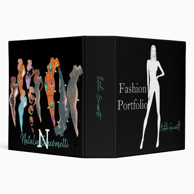 Personalized Fashion Portfolio Cover Page Design 3 Ring Binder (Background)